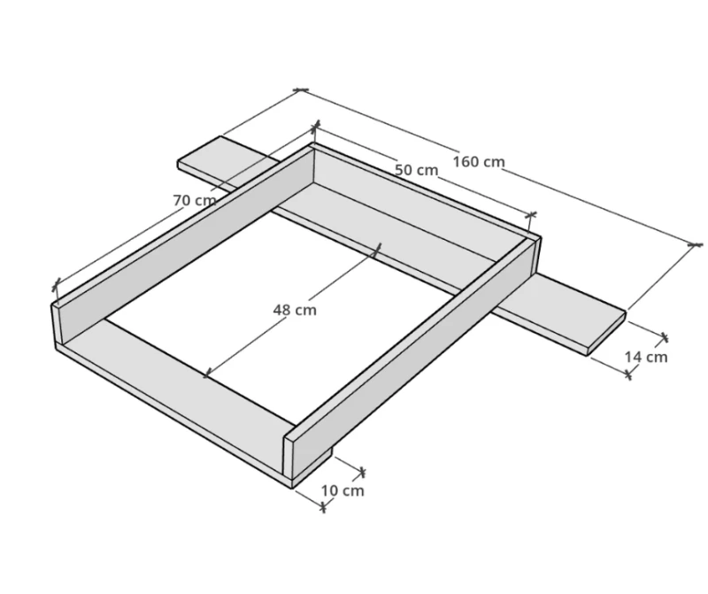 Nakładka przewijak na komodę Malm Ikea (160x48cm) z blendą Dąb BEJCOWANY